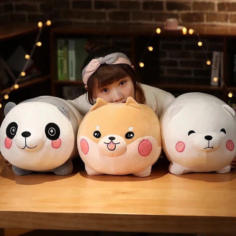 Kawaii Animal Plush Pillow Toy – Ultra Soft Cute Panda, Dog & Bear Cushion for Kids & Home Decor