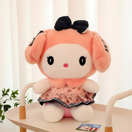 My Melody Plush Soft Toy – Cute Pink Bunny Doll with Bow for Kids & Room Decor