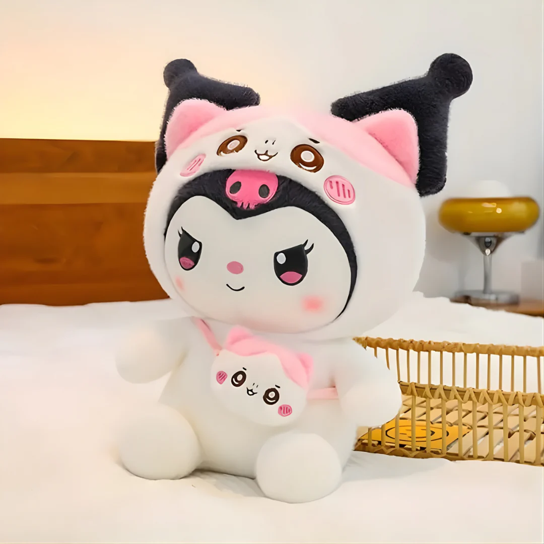 Kawaii Kuromi Style Plush Toy – Cute Soft Cartoon Doll for Kids, Bedroom Decor & Gift